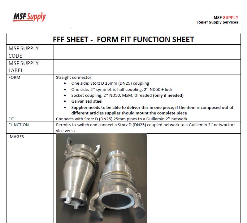 ADAPTOR COUPLING symmetric half-coupling / Storz, 2"-25mm D