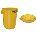 RUBBISH BIN stackable, plastic, 60l, yellow + lid