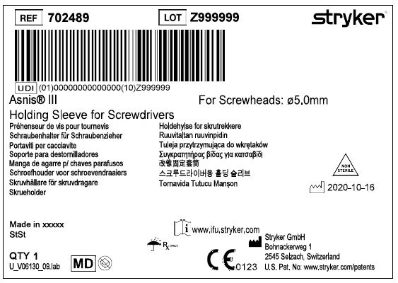 SCREWDRIVER HOLDING SLEEVE for screws,  Ø 5.0 mm