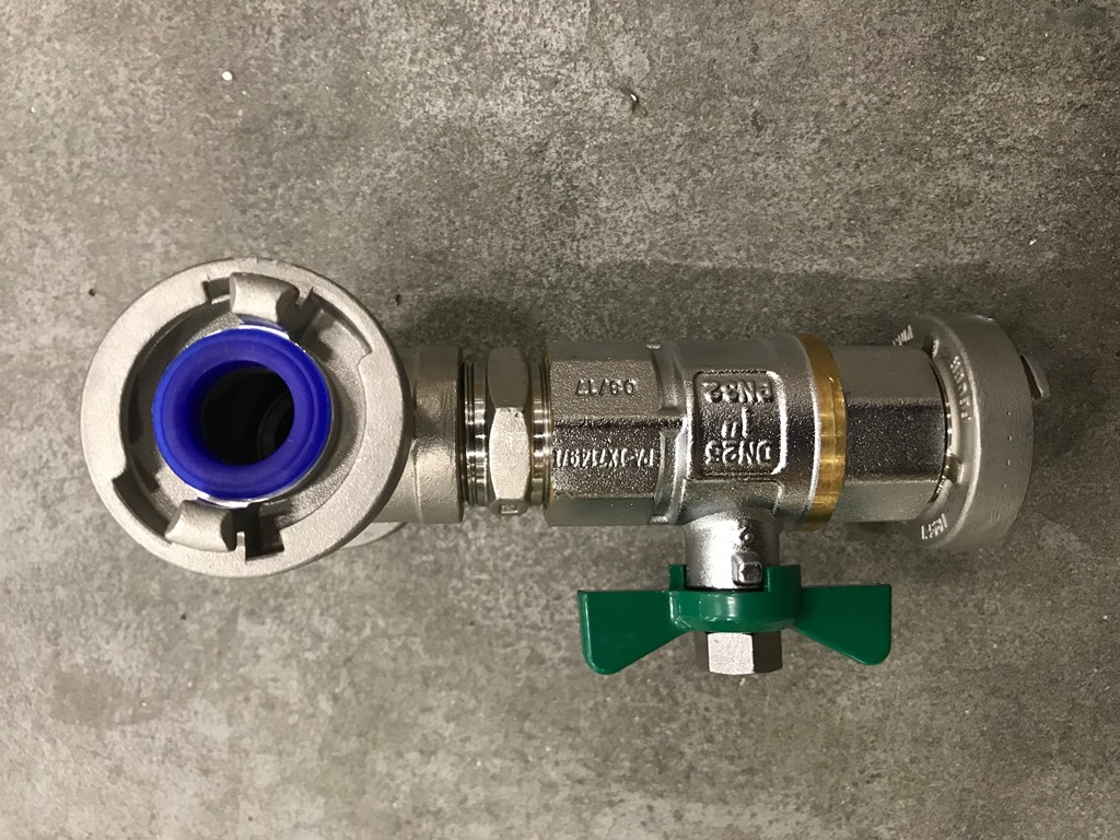 T-COUPLING Storz D, 1x1x1"/25mm, butterfly valve