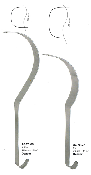 RETRACTOR, DEAVER, flexible, 35 cm, 25 mm edge 23-75-06