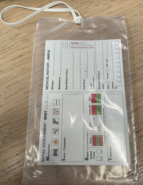 CARD, TRIAGE (SMART TAG), En, 40x15cm, r/v + plastic