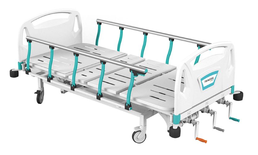 HOSPITAL BED manual, adult, adjustm. + side rails + castors