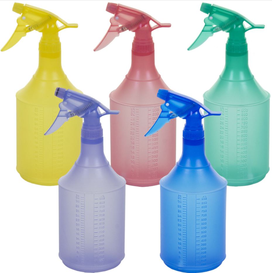 PLASTIC BOTTLE for disinfectants, 1 liter, + trigger spray