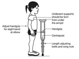 AXILLARY CRUTCH, child, adjustable height, 90-120 cm