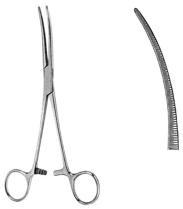 FORCEPS, HAEMOST., CRAFOORD (Coller), 24 cm, curved 16-15-24
