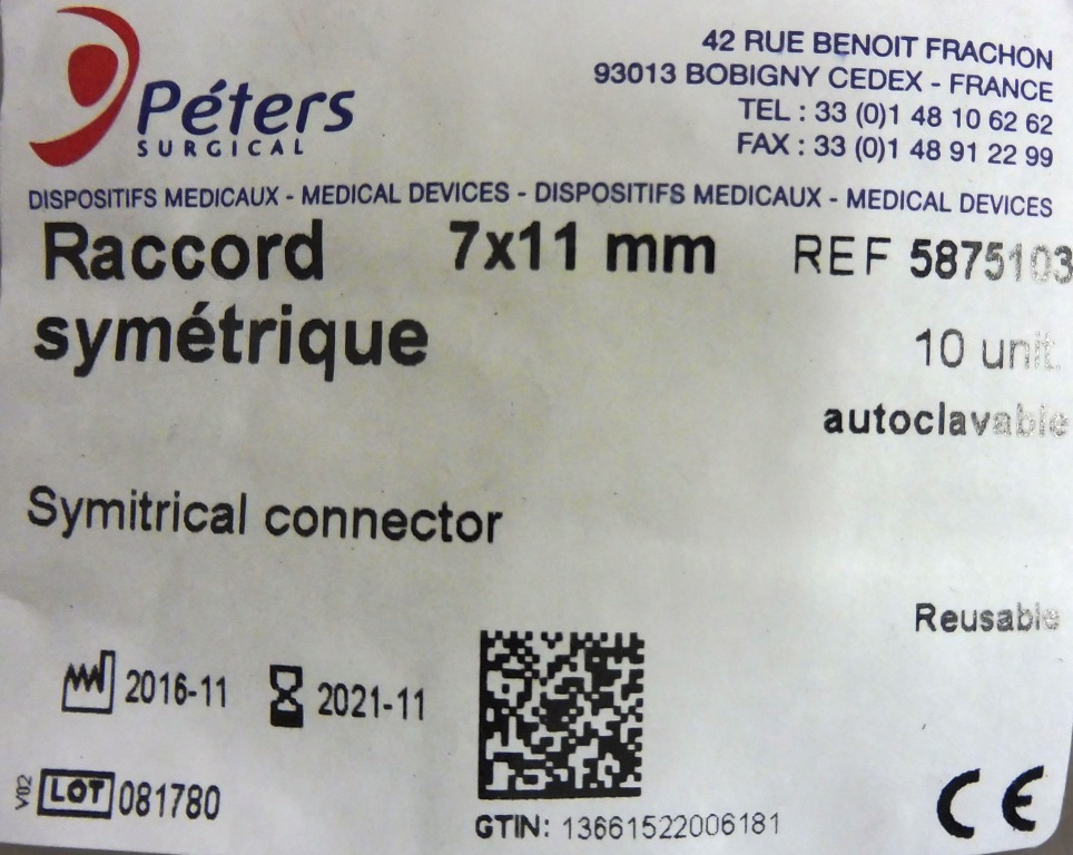 CONNECTOR, biconical, symmetrical, ext. Ø 7-11 mm, autoclav.