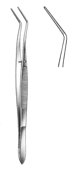 FORCEPS, MERIAM, 16 cm, double bent, serrated, 332-20-20