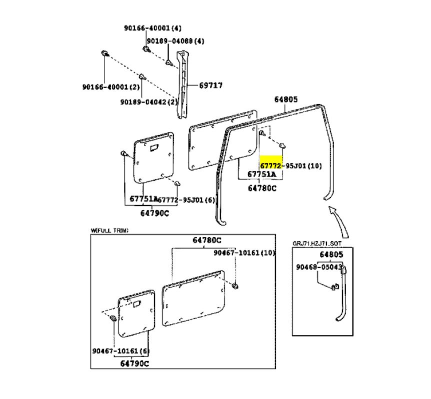 RETAINER CAP front door lower frame