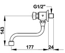 TAP PUSH TYPE timed, swivel (Presto 31815) M½", cold water