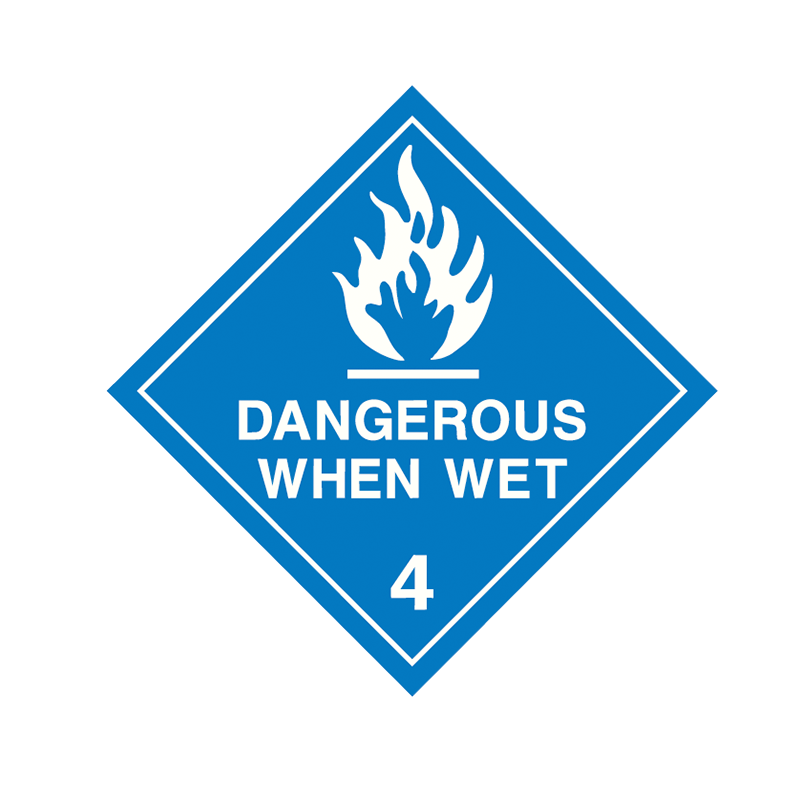 LABEL dangerous goods, class 4, dangerous when wet