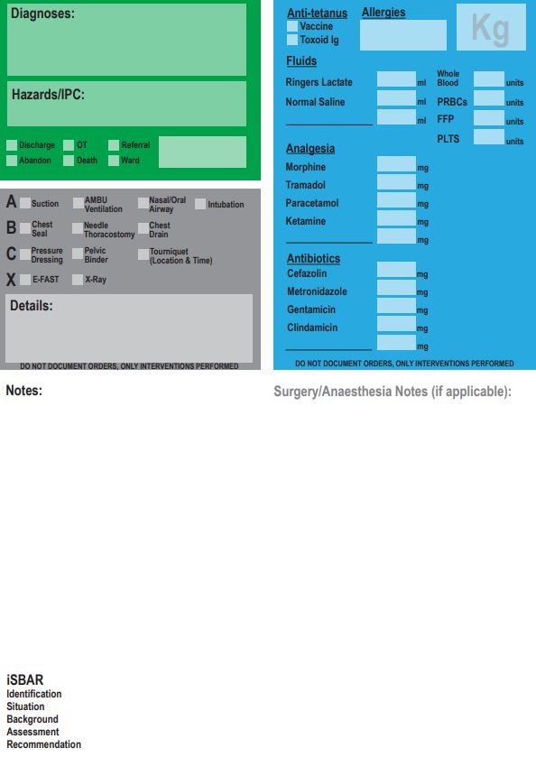 TRIAGE TAG, for patient, English, A4, recto/verso