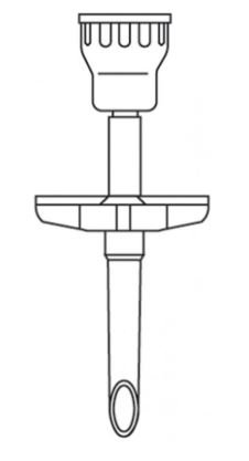 DISPENSING SPIKE, non-vented, 2-W valve+ needleless-connect.