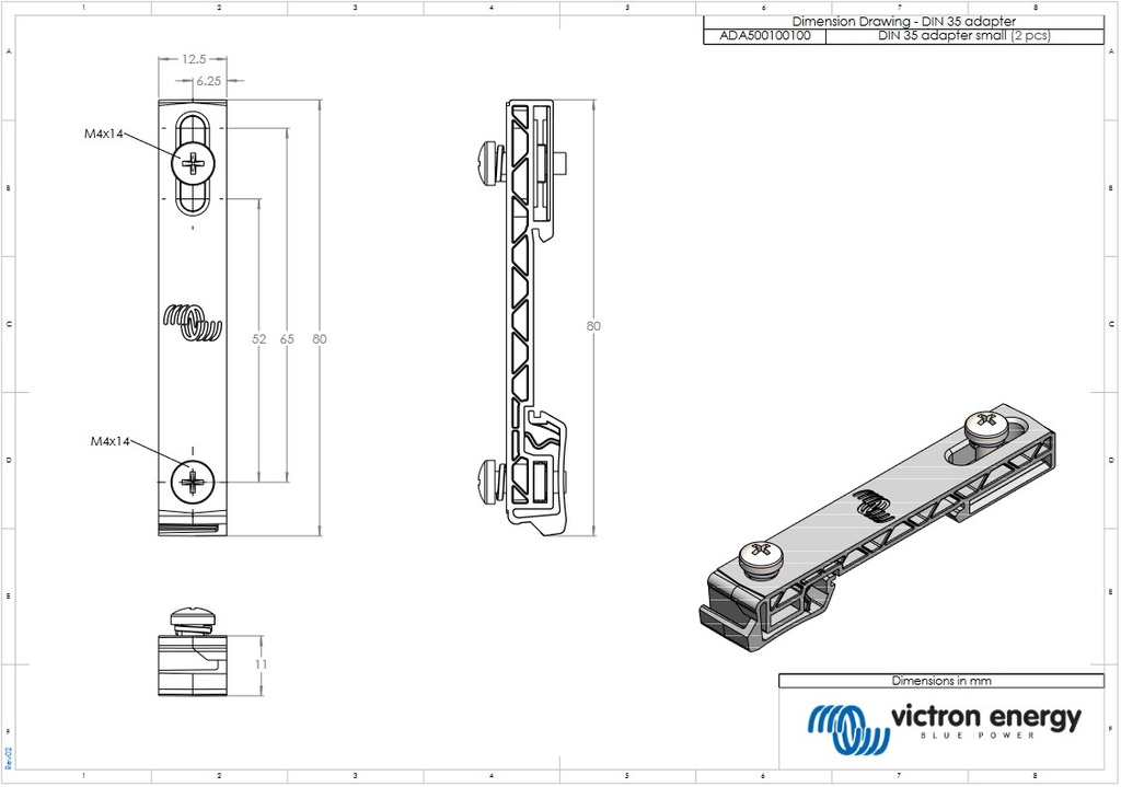 DIN RAIL ADAPTER (Victron DIN35) small