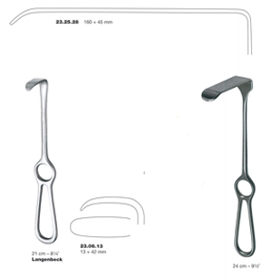 RETRACTOR, LANGENBECK, 24 cm, 160 x 45 mm, 23-25-28