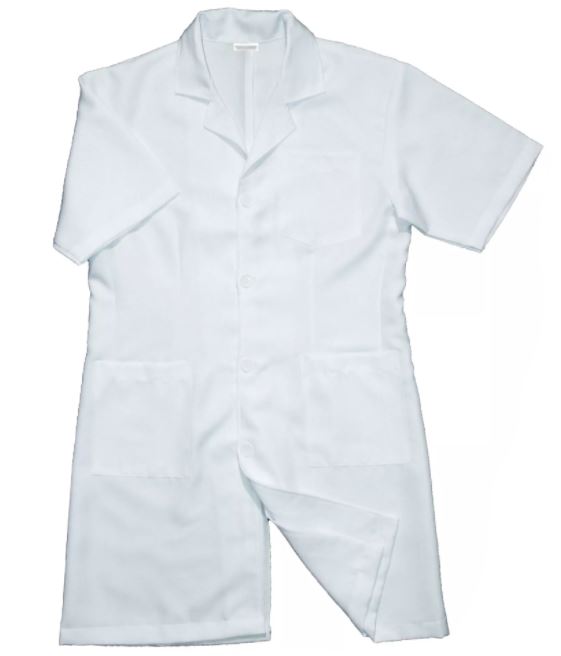 COAT, MEDICAL, white, short sleeves, S