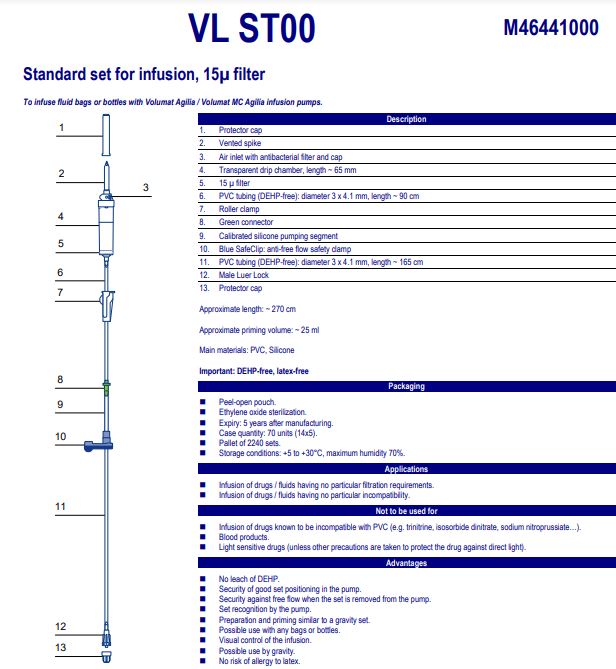 (inf. pump Agilia) INFUSION LINE VLST 00