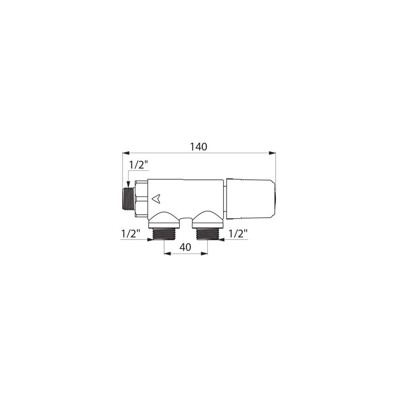 MIXER thermostatic, 30-60°C, 3xM½", min 5l/min, brass