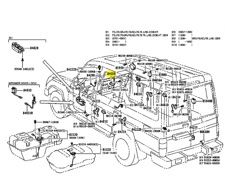 SWITCH parking brake, HZJ7#