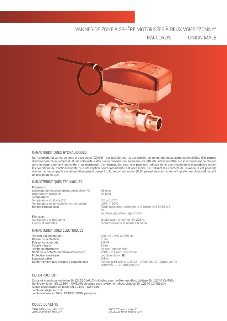 ELECTROVALVE, 1", 16 bar, 220V, MxM threaded