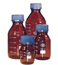 BOTTLE, glass, brown, screw thread GL45, graduat., 500ml+CAP