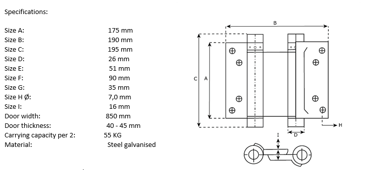 HINGE swing string, for door 50kg max