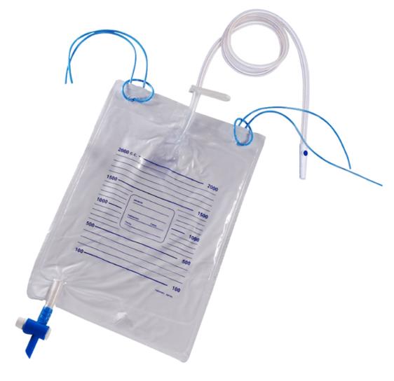 URINE BAG 2 l, drain., non-ret. valves, sampling port, ster.