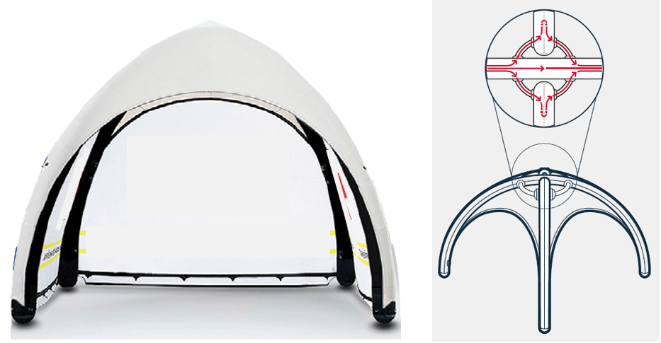 TENT dome, 16m², inflatable, double zip, grey, w/o wall+acc.