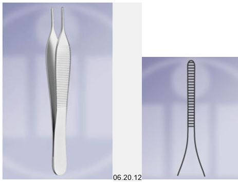 FORCEPS, TISSUE, DELICATE, ADSON, 12 cm, serr. jaws 06-20-12