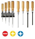 SCREWDRIVERS wood handle, 8 pcs, flat, PH, PZ, AJT.2