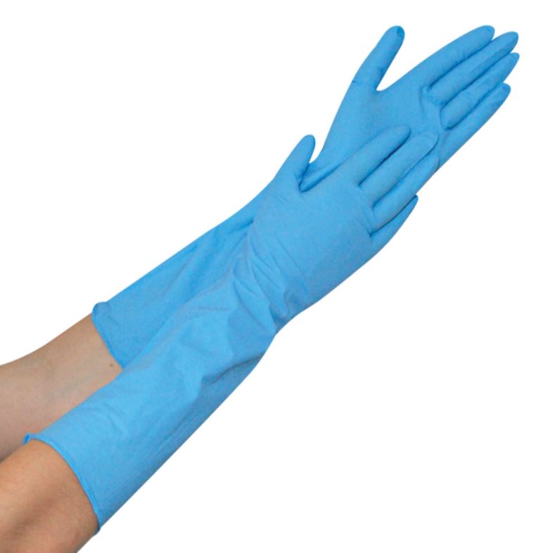 GLOVE, EXAMINATION, nitrile.,extended cuff, s.u.,non ster, L