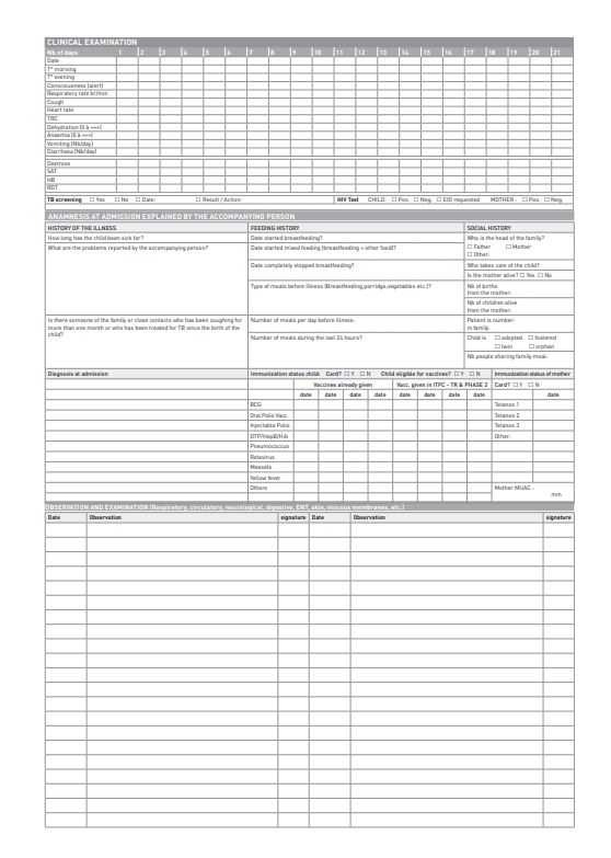 CARD, IN-PATIENT THERAPEUTIC FEEDING, English, A3 r/v 2017