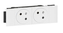 (Mosaic) SOCKET double, 2P+E, type E/FR, white, soluclip