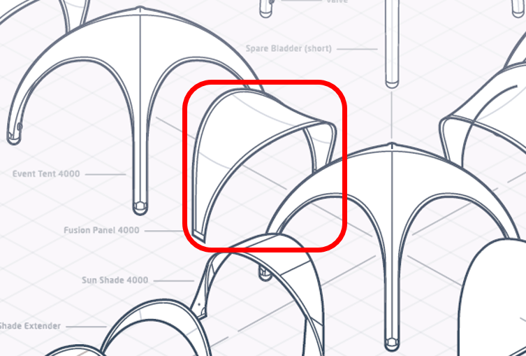 (inflatable dome tent 25m²) CONNECTION between 2 tents