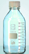 BOTTLE, glass, screw thread GL45, graduated, 250ml + CAP