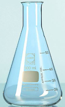 FLASK ERLENMEYER, glass, narrow neck, graduated 50 ml