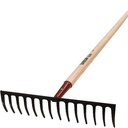 RAKE with wooden handle, solid steel, 14 teeth