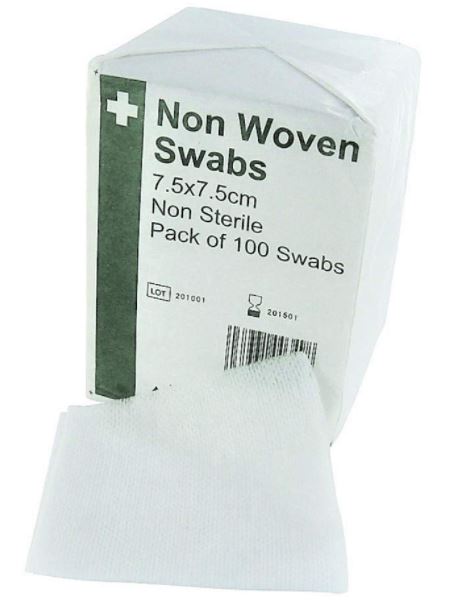 COMPRESS, NON WOVEN, 4 plies, 7.5 cm, non sterile