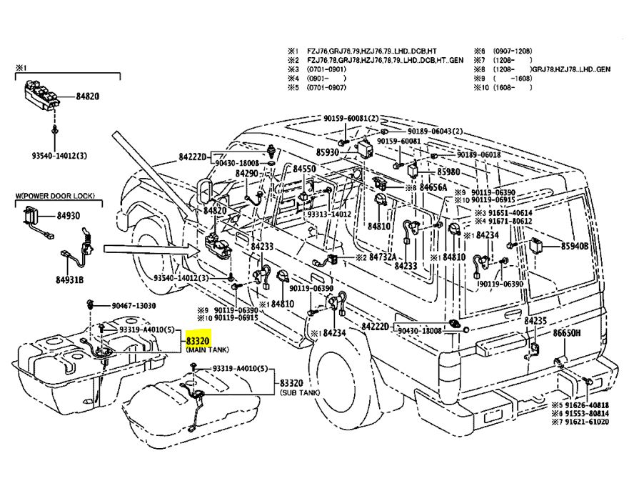 FUEL LEVEL SENSOR main-tank, HZJ78/79 2009/07-2016/08