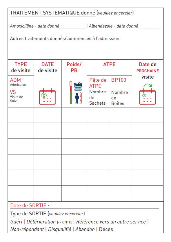 PATIENT BOOKLET AMBULATORY THERAPEUTIC FEEDING, French