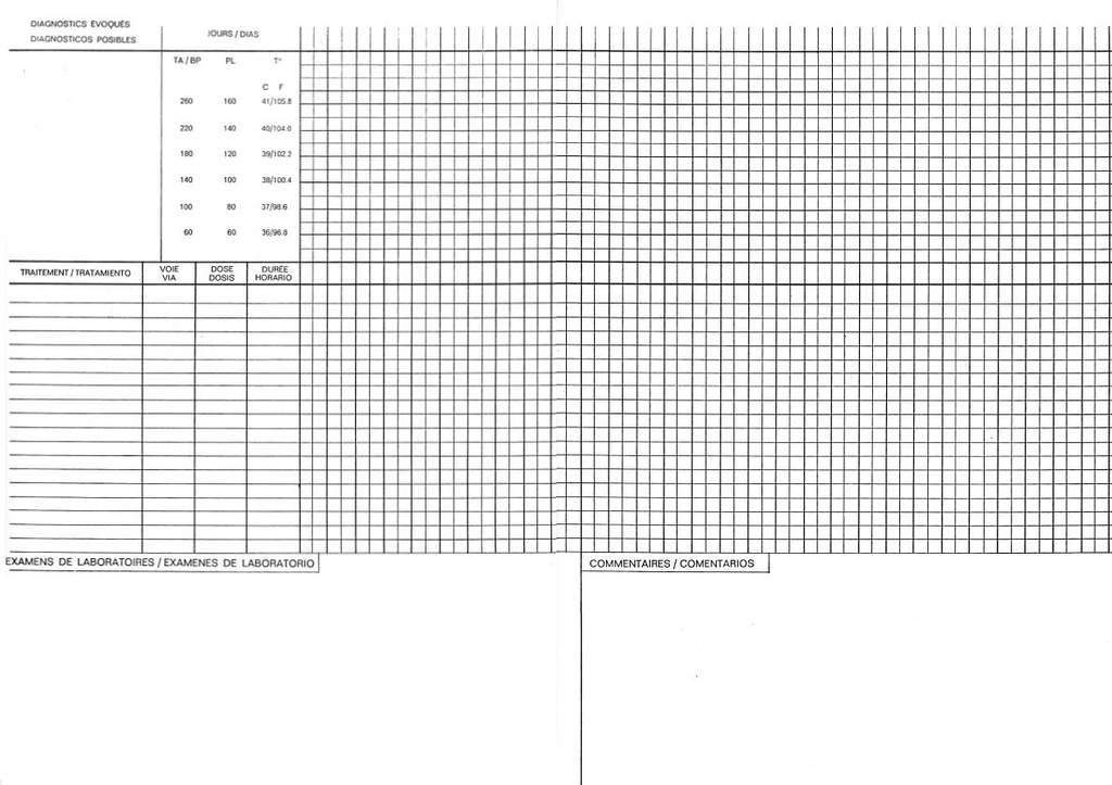 CARD, HOSPITALIZATION, French/Spanish, A3 recto/verso