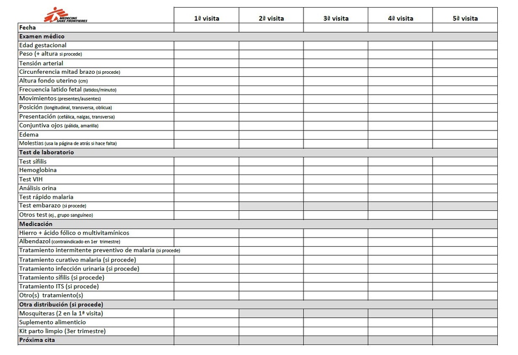 ANTENATAL CARE CARD, Spanish, A4 recto/verso 2021