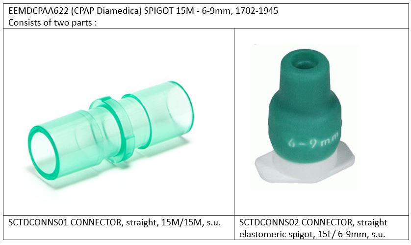 (CPAP Diamedica) SPIGOT 15M - 6-9mm, 1702-1945