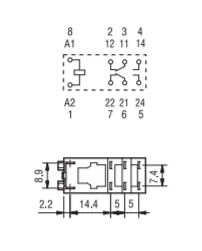 PLUG IN RELAY (Finder 465290120040) 12Vdc, 8A, 2 pole CO