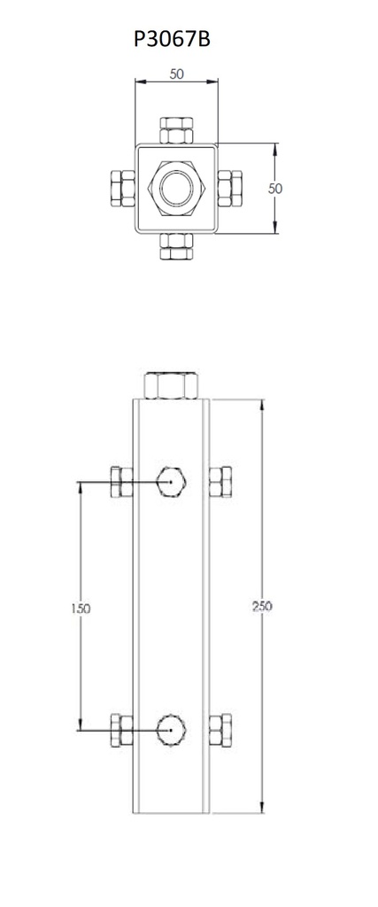 ADAPTER SLEEVE, brass, for square shaft, Ø 200mm