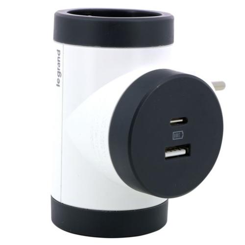SOCKET double, 2x 2P+E 16A, USB A+C, type F/Schuko