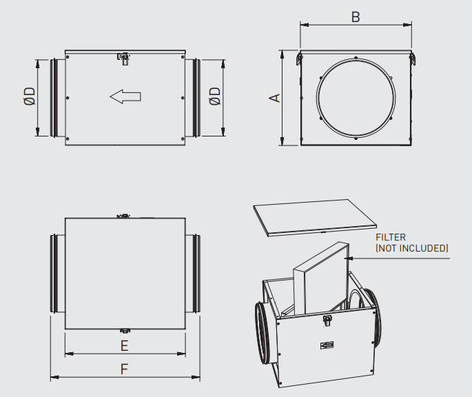 FILTER BOX (S&P FBL-200 N) for Ø 200mm duct