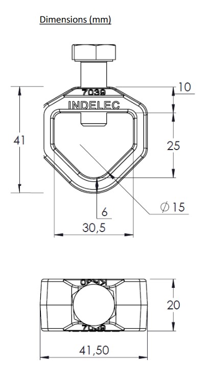 GROUND ROD CLAMP, brass, max. Ø 19mm