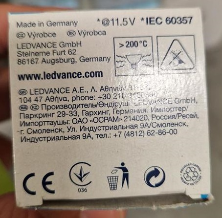 (inf.warmer Ceratherm 600-2) HALOGEN LAMP 12V/20W 521-0-BAB