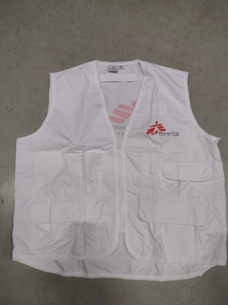 VEST MSF, cotton, size XL, sleeveless, Arabic/French+pockets